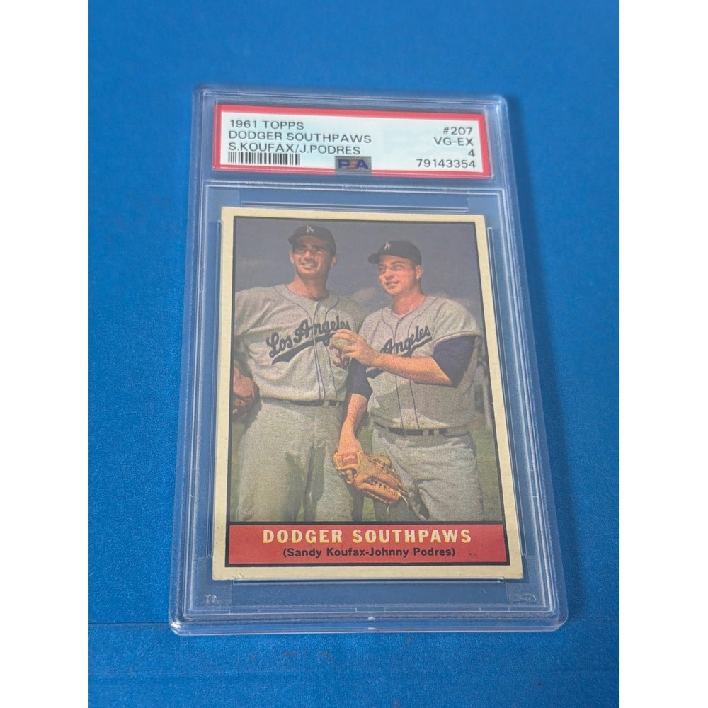 1961 Topps Dodger Southpaws #207 Sandy Koufax Johnny Podres PSA 4 VG-EX